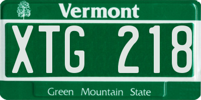 VT license plate XTG218