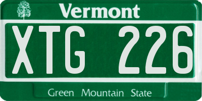VT license plate XTG226