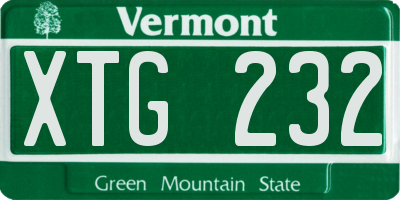 VT license plate XTG232