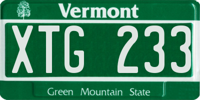 VT license plate XTG233