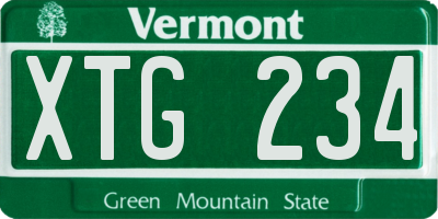 VT license plate XTG234