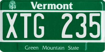 VT license plate XTG235