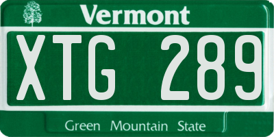 VT license plate XTG289