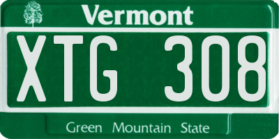 VT license plate XTG308