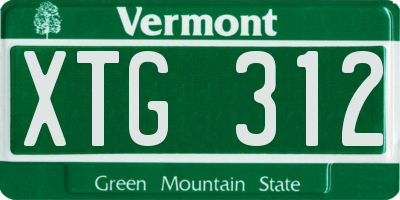 VT license plate XTG312