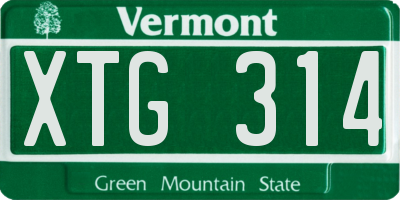 VT license plate XTG314