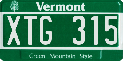 VT license plate XTG315