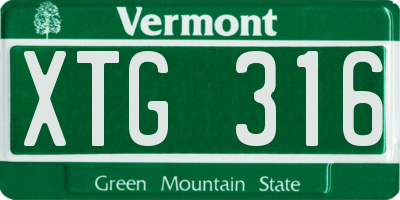 VT license plate XTG316