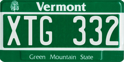 VT license plate XTG332