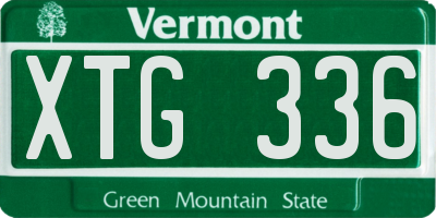VT license plate XTG336