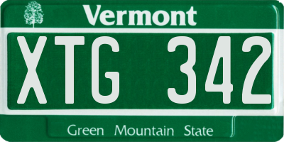 VT license plate XTG342