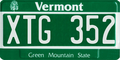 VT license plate XTG352