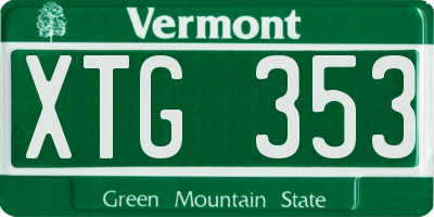 VT license plate XTG353
