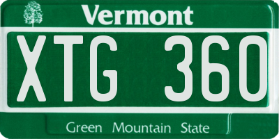 VT license plate XTG360