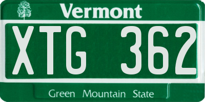 VT license plate XTG362