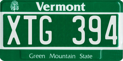 VT license plate XTG394