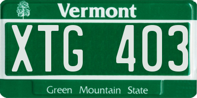 VT license plate XTG403