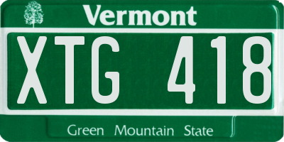 VT license plate XTG418