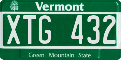VT license plate XTG432