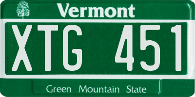 VT license plate XTG451