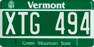 VT license plate XTG494