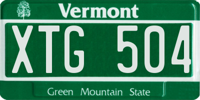VT license plate XTG504