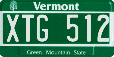 VT license plate XTG512