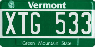 VT license plate XTG533