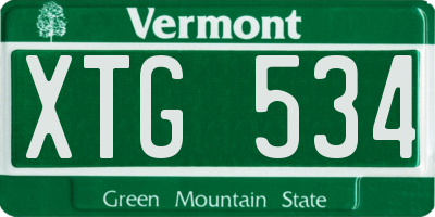 VT license plate XTG534