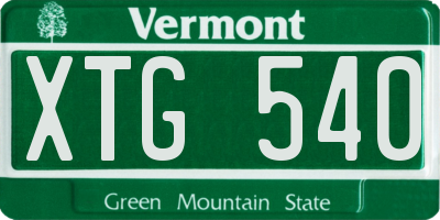 VT license plate XTG540
