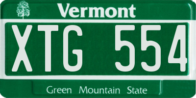 VT license plate XTG554