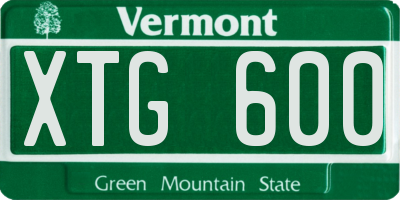 VT license plate XTG600