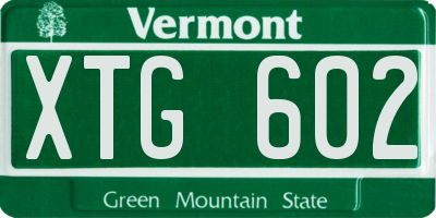 VT license plate XTG602