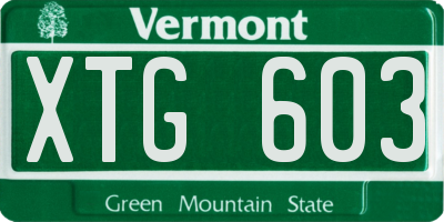 VT license plate XTG603