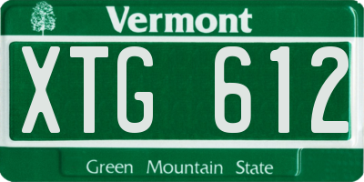 VT license plate XTG612