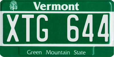 VT license plate XTG644