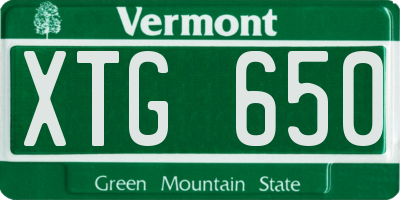 VT license plate XTG650