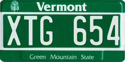 VT license plate XTG654