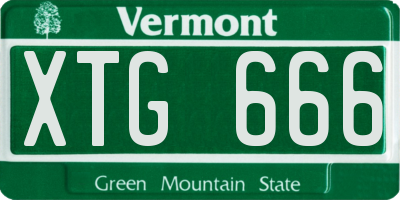 VT license plate XTG666
