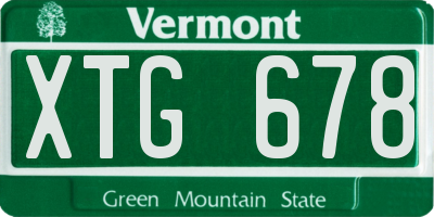 VT license plate XTG678