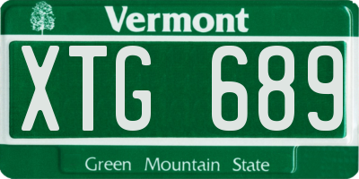 VT license plate XTG689