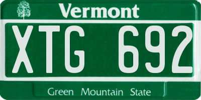 VT license plate XTG692