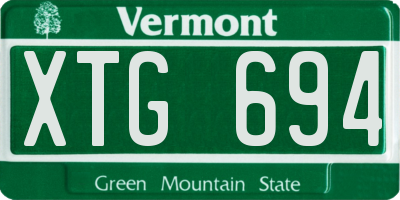 VT license plate XTG694