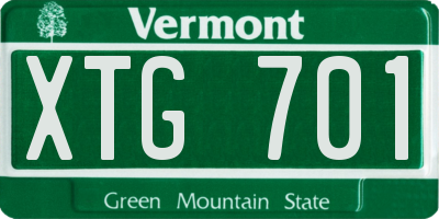 VT license plate XTG701