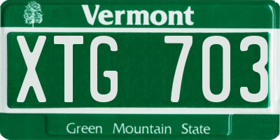 VT license plate XTG703