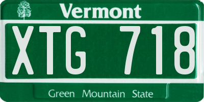 VT license plate XTG718