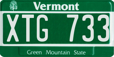 VT license plate XTG733