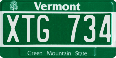 VT license plate XTG734
