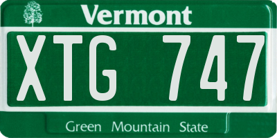 VT license plate XTG747