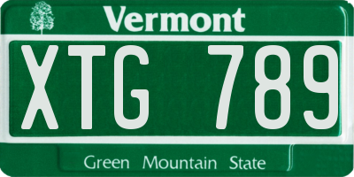 VT license plate XTG789